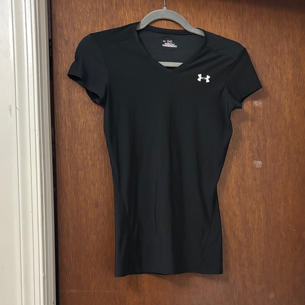 Under Armour Women's Black V-Neck Athletic Tee with Logo